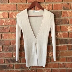 Zara Cream V-Neck Cardigan